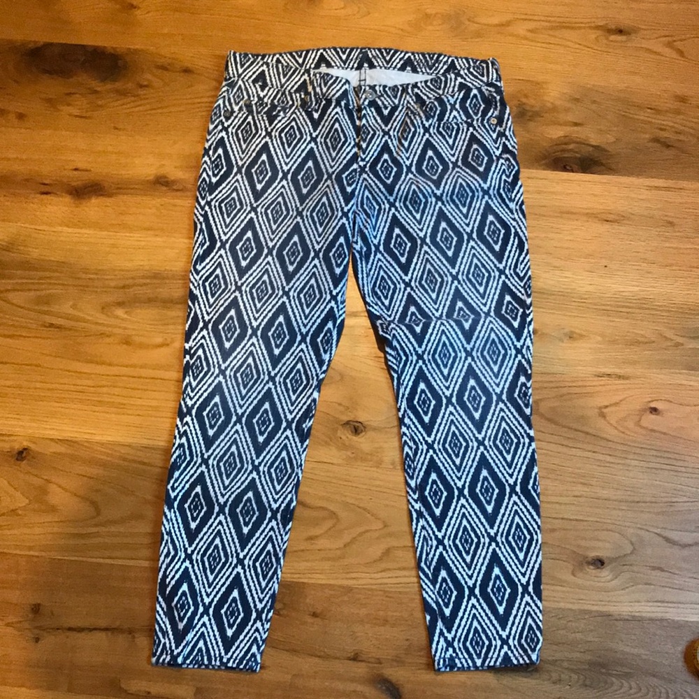 7 for all mankind printed skinny jeans